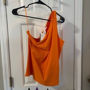NWT Women’s Top Orange One Shoulder Women’s Tank Top